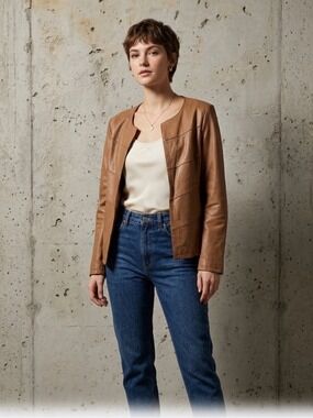 Venti6 Brown Faux Leather Freeform Jacket -Size L